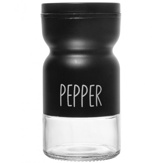 Pimenteiro 120ml De Vidro Com Tampa De Metal Preto